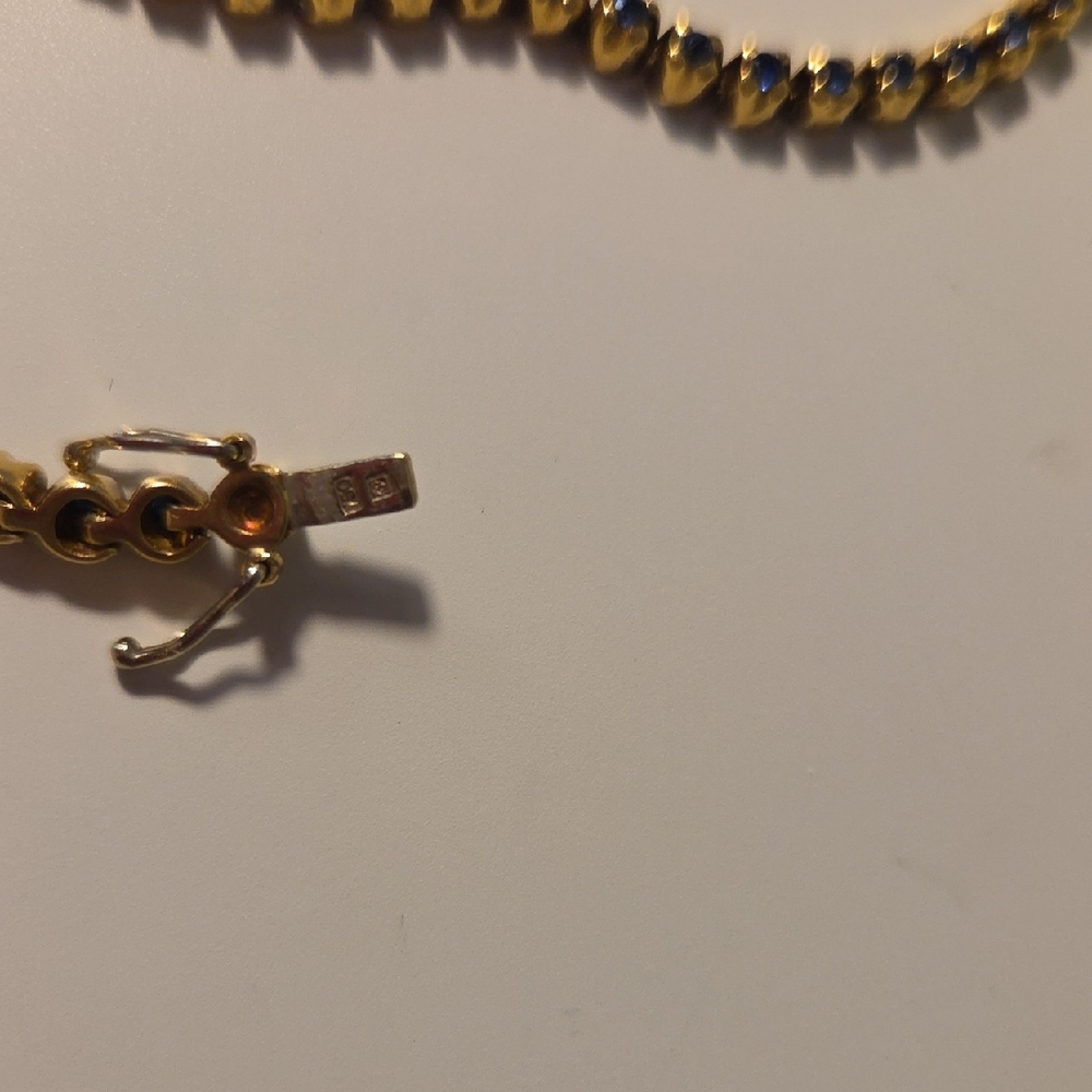 18K Solid Gold Italian Link Jewelry 13g Hallmarked 750 Vicenza (VI) And Sapphire - Picture 3 of 6